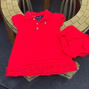 12 month Red Polo Dress with bloomers